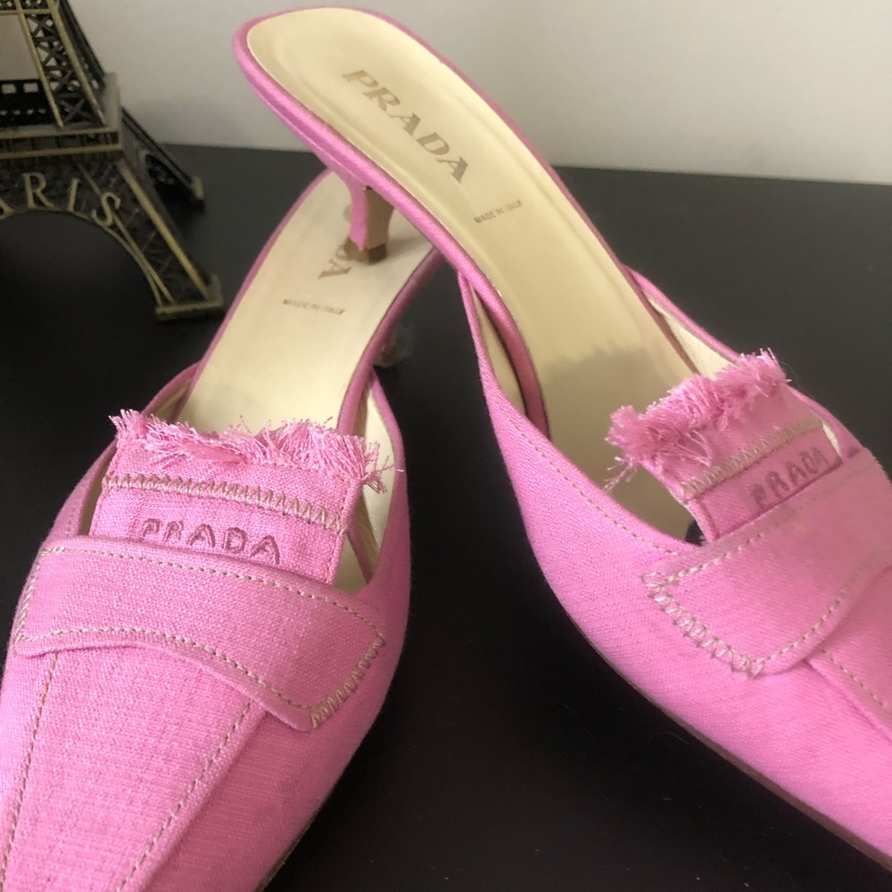 PRADA Pink Linen Pumps Formal shoes ✨
